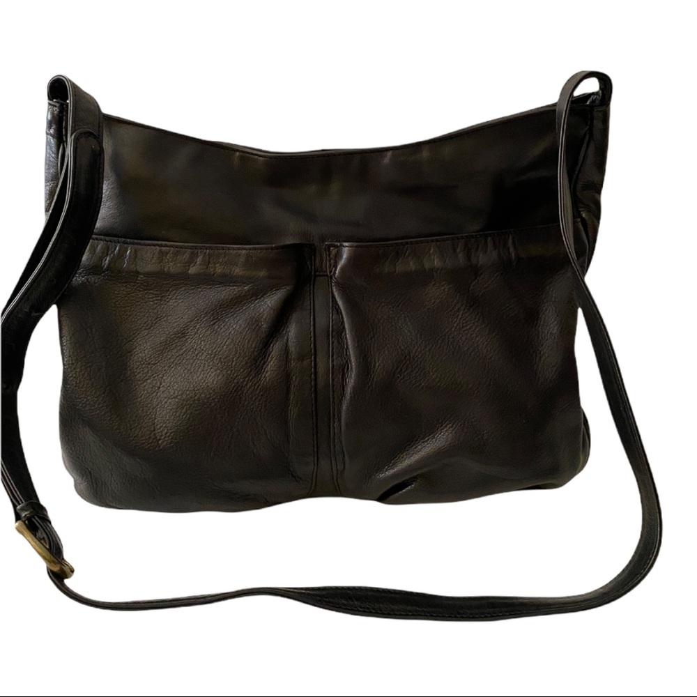 Black Leather Boulder Ridge Crossbody Bag